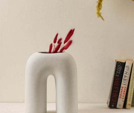 Modern Sculptural Arch Ceramic Vase – Matte White